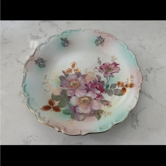 1940'S SCHUMANN - BAVARIAARZBERG DESERT ROSE 12 CHOP PLATE GERMANY